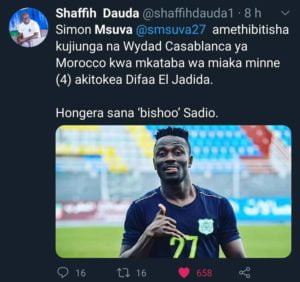 توقيع سيموند مسوفا للوداد المغربي يتربع على عرش "الطوندونس التنزاني" والجماهير تعتبره حدث تاريخي