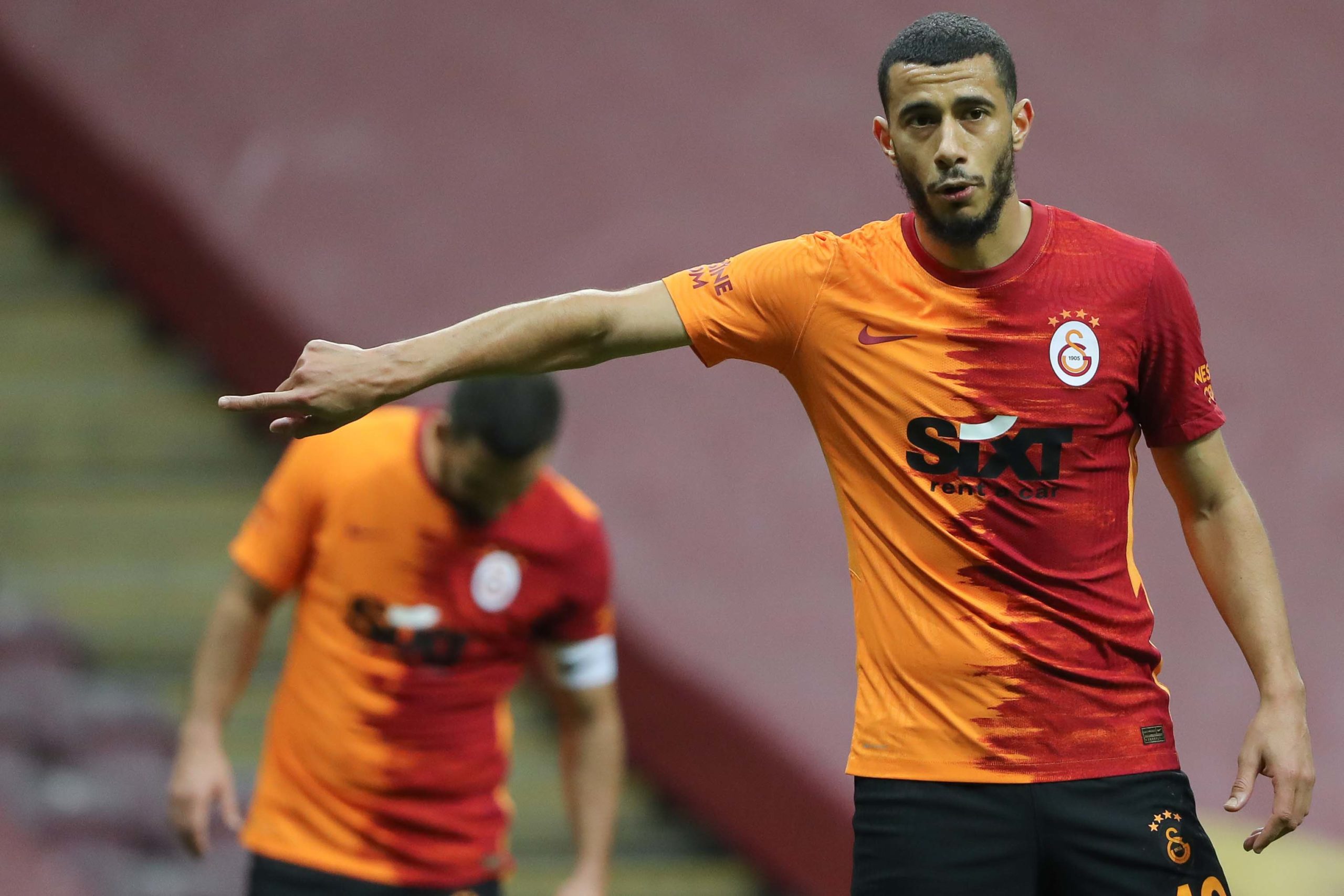 ISTANBUL, TURKEY - JANUARY 02: (BILD ZEITUNG OUT) Younes Belhanda of Galatasaray gestures during the Super Lig match between Galatasaray A.S and Antalyaspor on January 2, 2021 in Istanbul, Turkey. (Photo by Ahmad Mora/DeFodi Images via Getty Images)