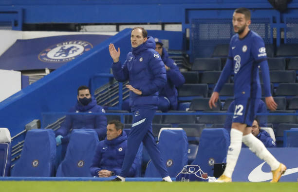 Chelsea manager Thomas Tuchel on the touchline during the Premier League match at Stamford Bridge, London. Picture date: Wednesday January 27, 2021. (Photo by Frank Augstein/PA Images via Getty Images)