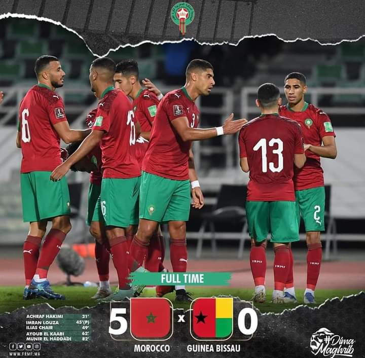 المنتخب الوطني المغرب يسحق نظيره منتخب غينيا بيساو بخماسية نظيفة