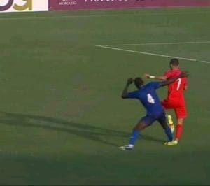إصابة رضا الجعدي مع منتخب المغرب المحلي أمام سيارليون