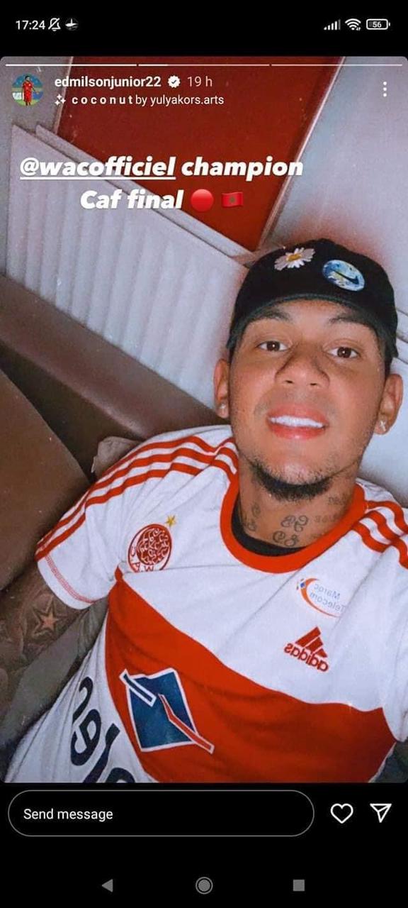 البرازيلي ايدميلسون جونيور يعد أحد المعجبين نادي الوداد الرياضي يحط الرحال بالدار البيضاء