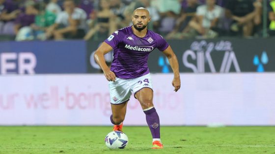 FLORENCE, ITALY - AUGUST 28: Sofyan Amrabat of ACF Fiorentina in action during the Serie A match between ACF Fiorentina and SSC Napoli at Stadio Artemio Franchi on August 28, 2022 in Florence, Italy. (Photo by Gabriele Maltinti/Getty Images)