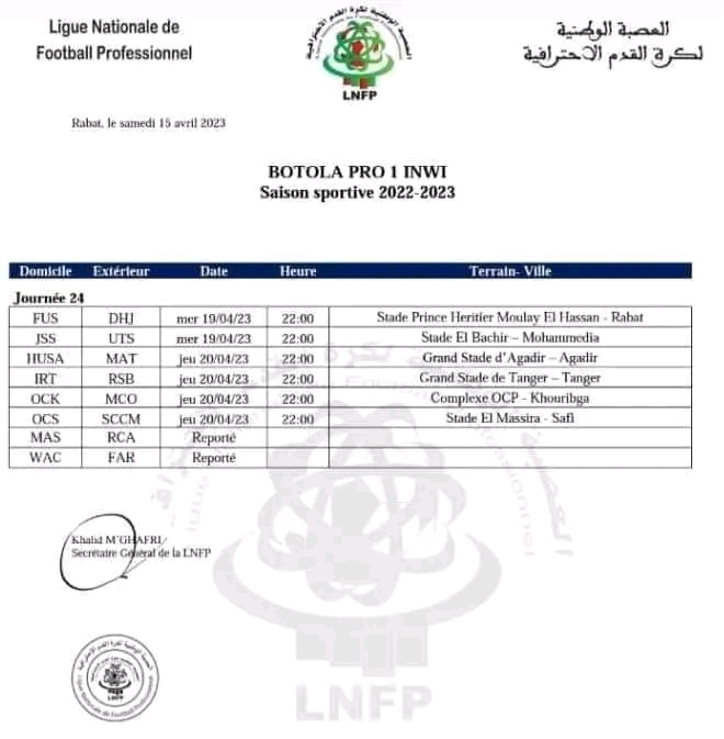 تأجيل كلاسيكو المغرب بين الوداد الرياضي و الجيش الملكي