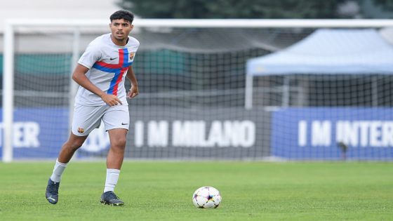 Chadi Riad of FC Barcelona during the UEFA Youth League match between FC Internazionale U-19 and FC Barcelona U-19 at Stadio Ernesto Breda, Milan, Italy on 4 October 2022. (Photo by Giuseppe Maffia/NurPhoto via Getty Images)