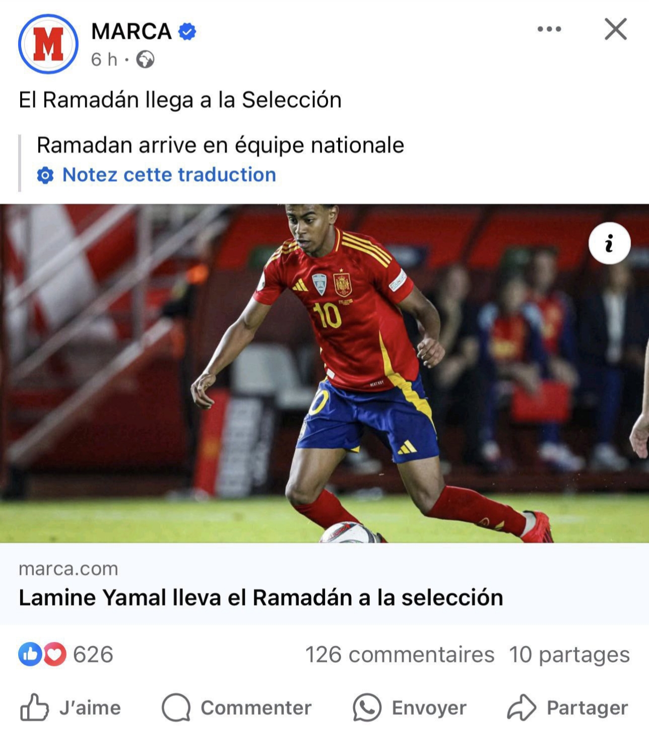 سخرت الصحف الإسبانية، وعلى رأسها Marca، من صيام نجم برشلونة لامين جمال خلال تواجده مع المنتخب الإسباني. بطريقة ساخرة الصحافة الإسبانية تعنون؛ لقد اقتحم رمضان لاروخا