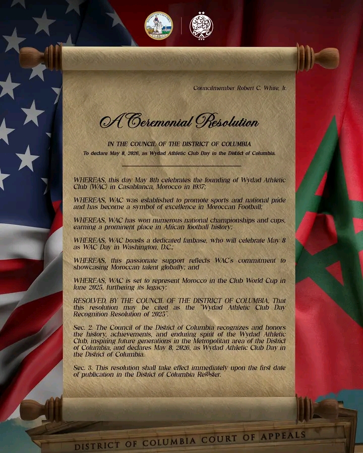 واشنطن تحتفي بنادي الوداد: 8 ماي يوم رسمي لـ"Wac Day" في قلب العاصمة الأمريكية